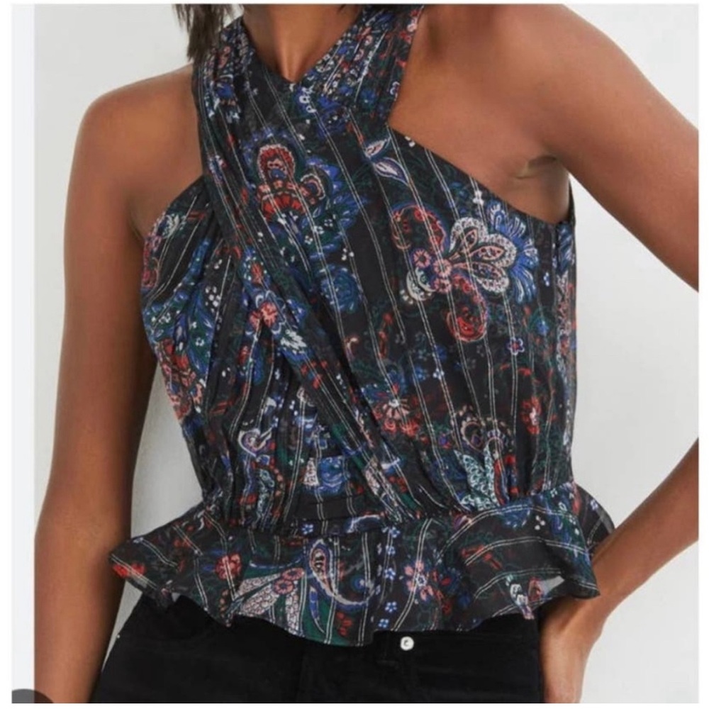 Veronica Beard Multicolor Floral Halter Top
